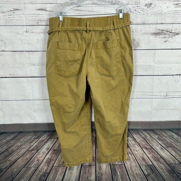 Cabi 5693 Pants Womens 16 Tan Discovery Trouser Pants Crop Belted High Rise‎ - Picture 6 of 10